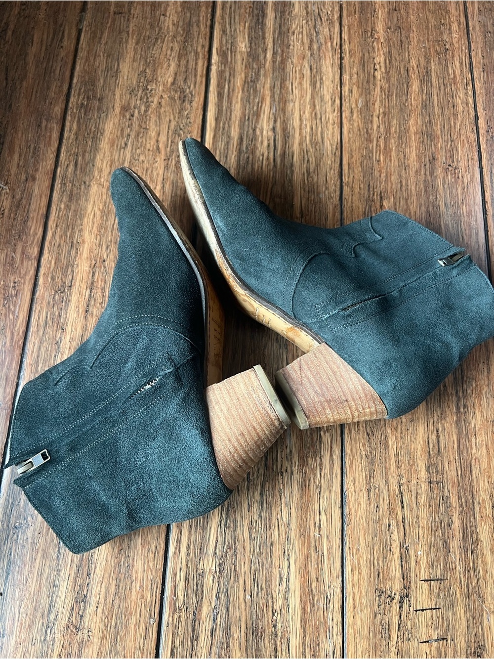 Isabel Marant Etoile Dicker Suede Leather Boots 10 Dark Green Western Round Toe - Picture 4 of 10
